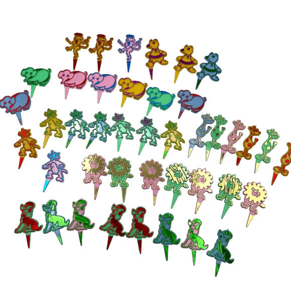 Vintage Birthday Circus Animal Cupcake Topper, Lot f 42, Monkey Lion Giraffe - Picture 1 of 9